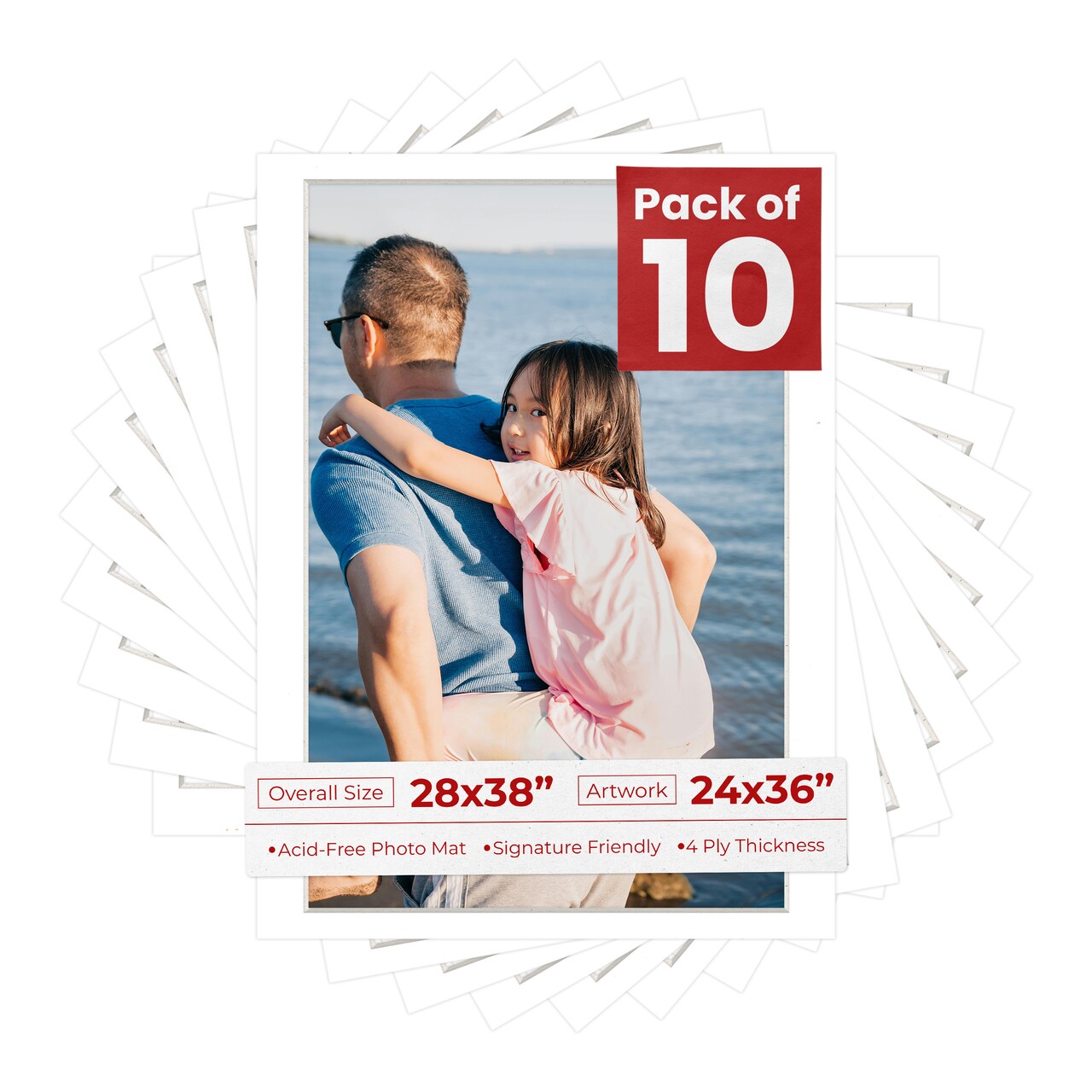Textured White Mat Board for 28x38 Frames - Fits 24x36 Photos